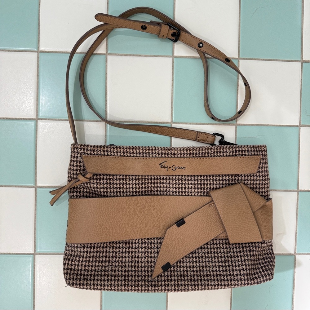 Foley + Corinna Houndstooth and leather Crossbody Bag